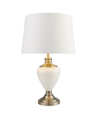 Hepburn Large Ceramic Table Lamp with Matching Shade - Cream & Gold