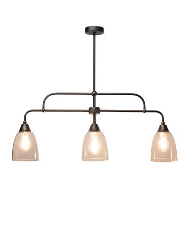Tripoli 3 Light Bar Pendant Ceiling Light with Clear Glass Shades Tripoli 3 Light Bar Pendant Ceiling Light with Clear Glass Shades