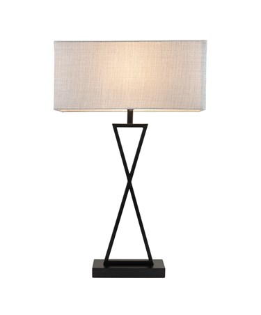 Large X Style Modern Rectangle Statement Table Lamp with Grey Shade - Black Large X Style Modern Rectangle Statement Table Lamp with Grey Shade - Black