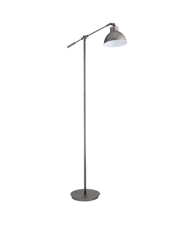 Cantilever Industrial Style Floor Lamp with Metal Shade - Pewter Grey