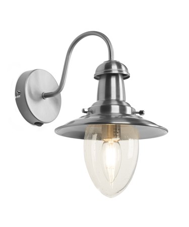 Fisherman Style Switched Wall Light - Satin Silver with Seeded Glass Shades
