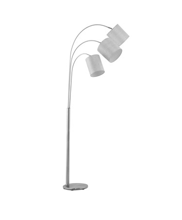 3 Head Arc Adjustable Floor Lamp with Grey Linen Shades Modern Design