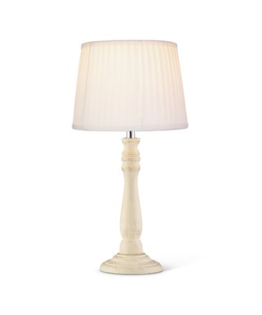 Camden Modern Candlestick Table Lamp with Cotton Pleated Shade - Cream & Gold