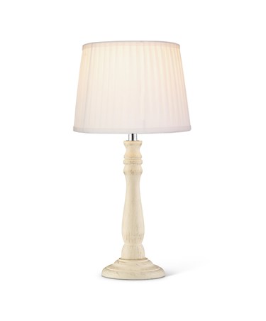 Camden Candlestick Table Lamp with Cotton Pleated Shade - Cream & Gold