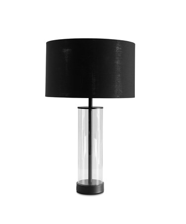 Arezo Black Glass Cylinder Table Lamp CW Gold Lined Black Shade