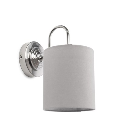 Korus Modern Silver Wall Light with Grey Cylinder Shade - Uplight/Downlight