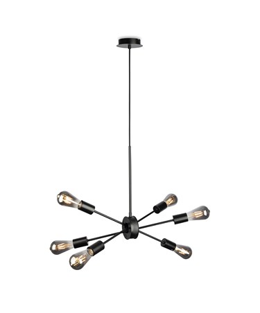Alpha Industrial Modern Black Sputnik Style 6 Light Pendant Ceiling Light