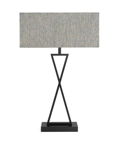 Large X Style Modern Rectangle Statement Table Lamp with Blue Shade - Black