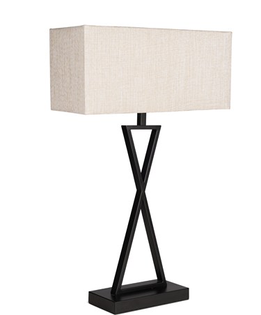 Large X Style Modern Rectangle Statement Table Lamp with Natural Shade - Black