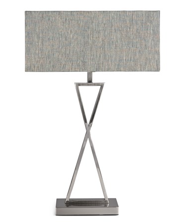 X Statement Table Lamp Silver CW Blue Shade