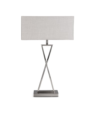 Large X Style Modern Rectangle Statement Table Lamp with Grey Shade - Silver