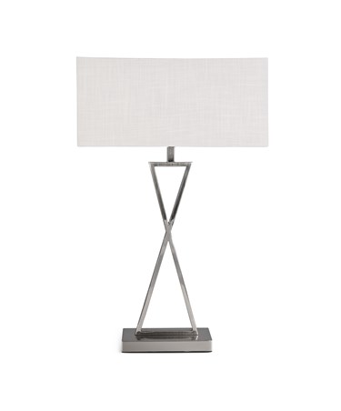 Large X Style Modern Rectangle Statement Table Lamp with Ivory Shade - Silver