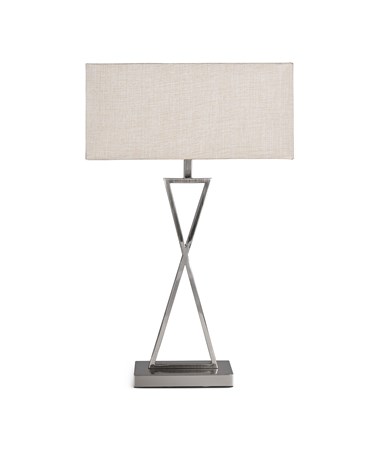 Large X Style Modern Rectangle Statement Table Lamp with Natural Shade - Silver