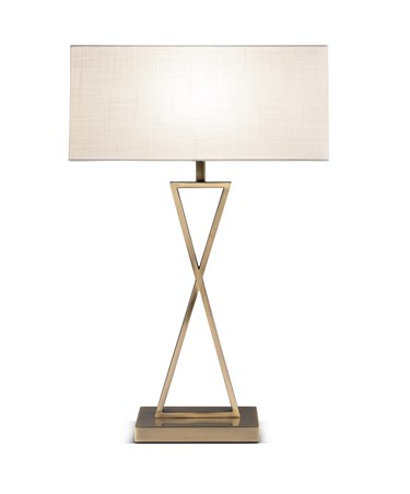 Large X Modern Rectangle Statement Table Lamp with Ivory Shade - Antique Brass