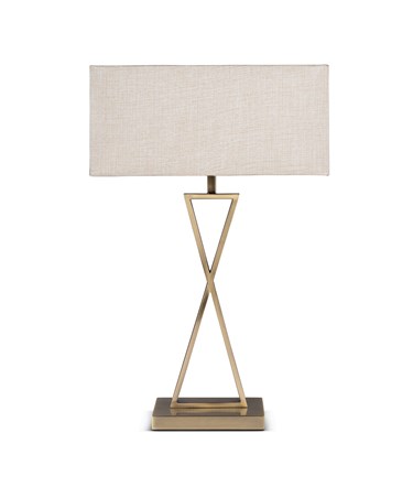 Large X Modern Rectangle Statement Table Lamp with Natural Shade - Antique Brass