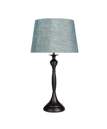 Messini Large Black Elegant Candlestick Table Lamp with Blue Gold Shade
