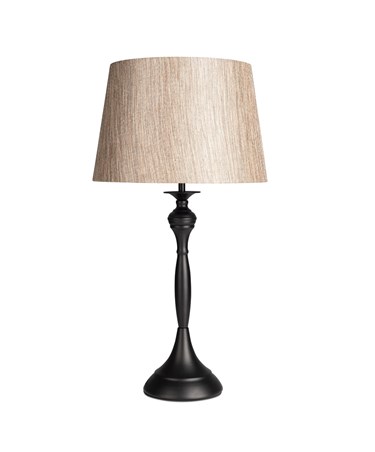 Messini Large Black Elegant Candlestick Table Lamp with Charcoal Gold Shade