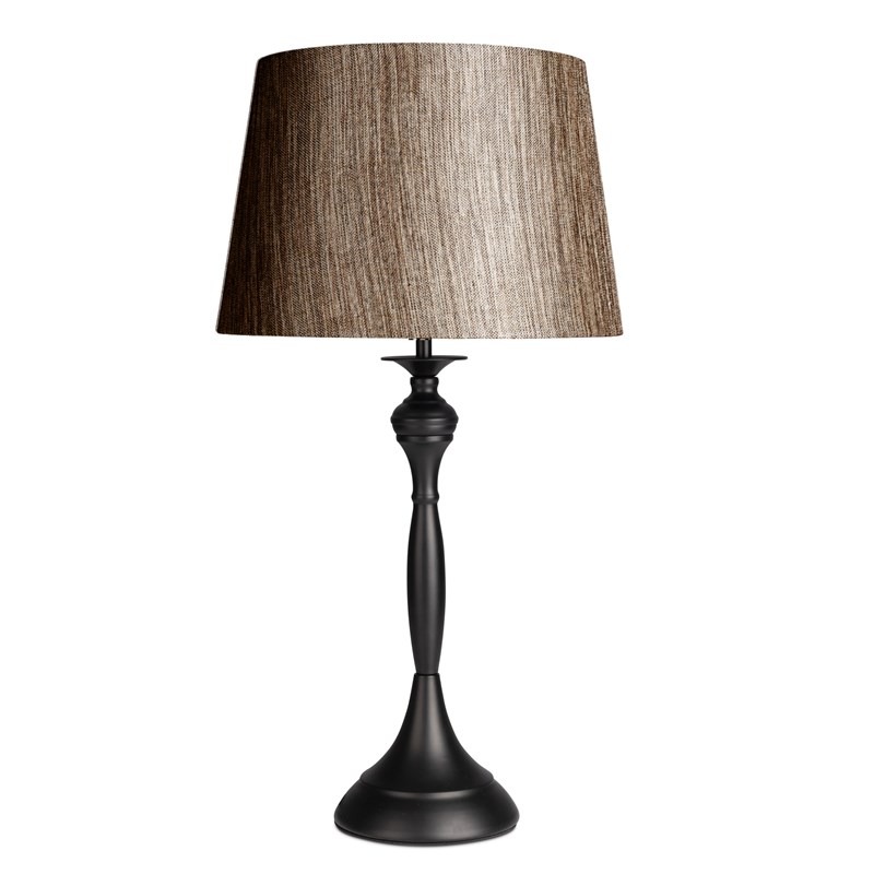 Messini Black Table Lamp with Dark Charcoal Shade