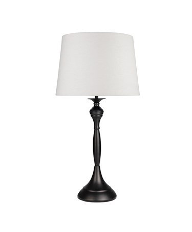 Messini Black Table Lamp - Ivory Linen Shade