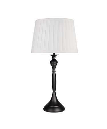 Messini Large Black Elegant Candlestick Table Lamp with Ivory Pleated Shade