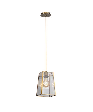 Beaumont Antique Brass Lantern Pendant Ceiling Light with Braided Cable