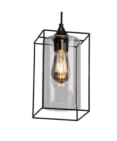 Kassel Matt Black Modern Designer Ceiling Pendant with Clear Glass Shade