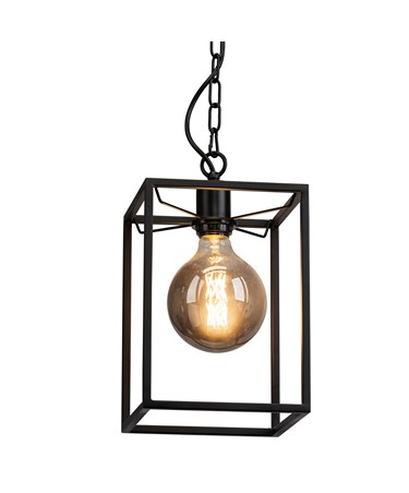 Chapel Matt Black Industrial Style Pendant Cage with Chain