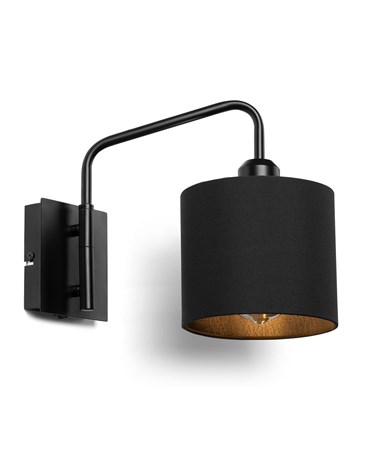Stratton Matt Black Swing Arm Switched Wall Light with Matching Shade