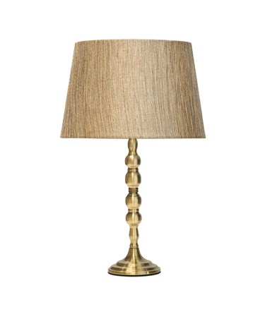 Bergen Slimline Antique Brass Candlestick Table Lamp w/ Gold Linen Shade