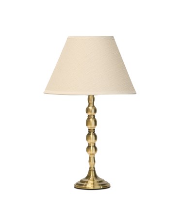 Bergen Slimline Antique Brass Candlestick Table Lamp with Coolie CR4 Linen Shade