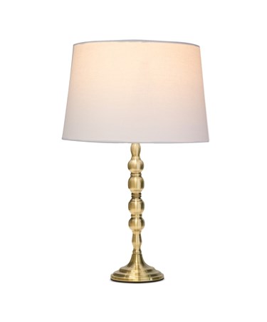 Bergen Slimline Antique Brass Candlestick Table Lamp with Ivory Linen Shade
