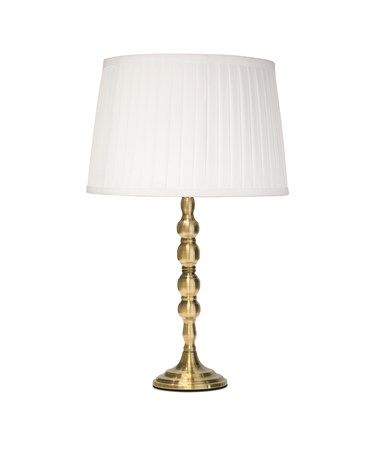 Bergen Slimline Antique Brass Candlestick Table Lamp with Ivory Pleated Shade