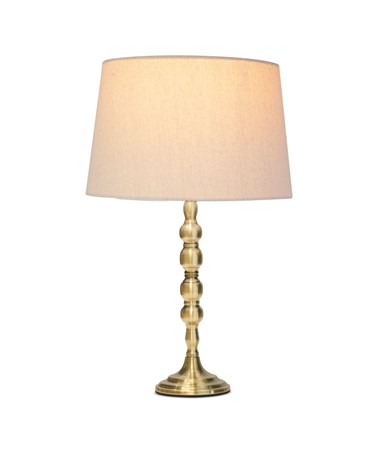 Bergen Slimline Antique Brass Candlestick Table Lamp with Natural Linen Shade