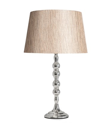 Bergen Slimline Silver Chrome Candlestick Table Lamp with Charcoal Gold Shade