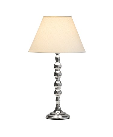 Bergen Slimline Silver Chrome Candlestick Table Lamp with Coolie CR4 Linen Shade