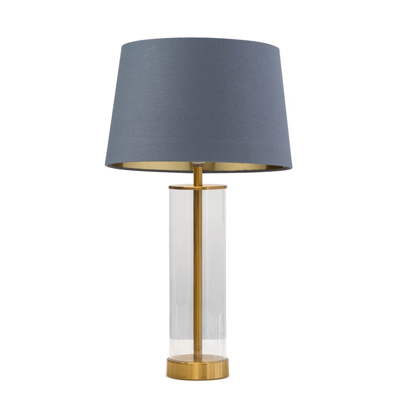 Arezo Gold Table Lamp with Blue Gold Lined Shade Arezo Gold Table Lamp with Blue Gold Lined Shade