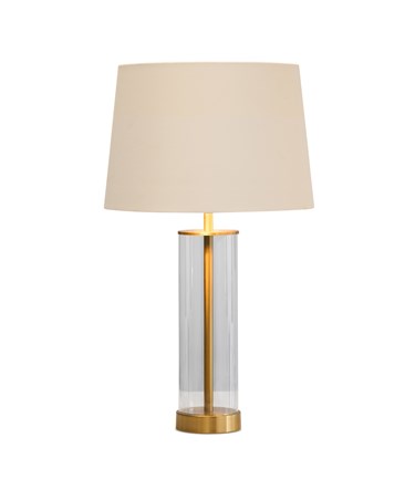 Arezo Modern Gold Glass Cylinder Table Lamp with Ivory Gold Lined Shade