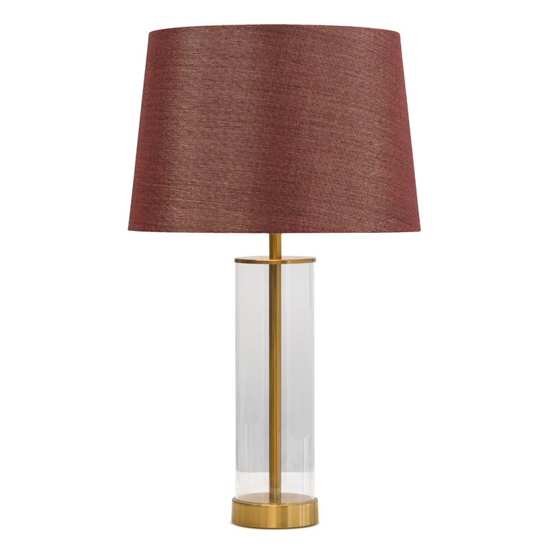 Arezo Gold Table Lamp with Red Gold Linen Shade Arezo Gold Table Lamp with Red Gold Linen Shade