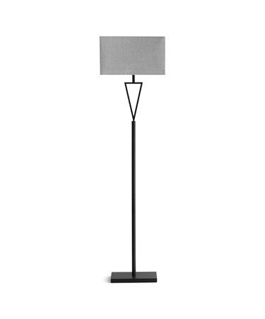 V Design Black Space-Saving Slimline Floor Lamp with Grey Linen Shade