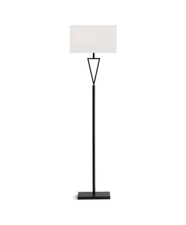 V Design Black Space-Saving Slimline Floor Lamp with Ivory Linen Shade