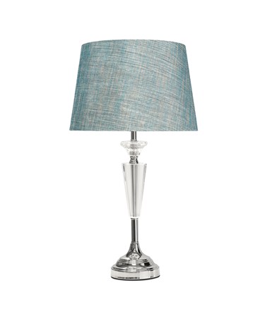 Kwartz Modern Faceted Glass Crystal Chrome Table Lamp with Blue Gold Shade Kwartz Modern Faceted Glass Crystal Chrome Table Lamp with Blue Gold Shade