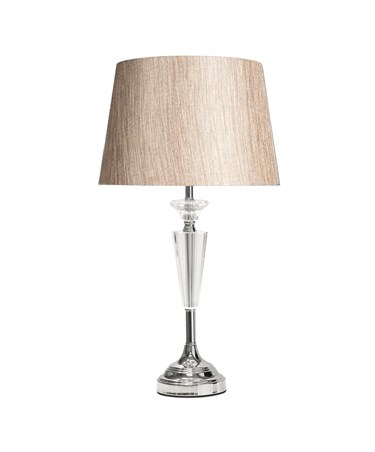 Kwartz Modern Faceted Glass Crystal Chrome Table Lamp with Charcoal Gold Shade