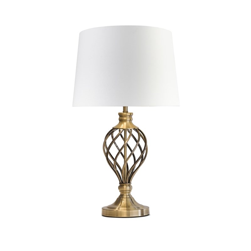 Hepburn Large Barley Twist Antique Brass Table Lamp with Ivory Gold Shade Hepburn Large Barley Twist Antique Brass Table Lamp with Ivory Gold Shade