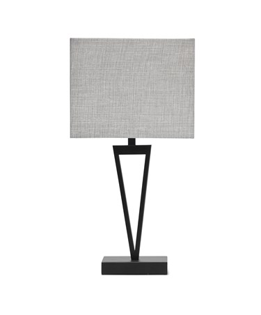 V Design Modern Black Slimline Table Lamp with Grey Linen Shade