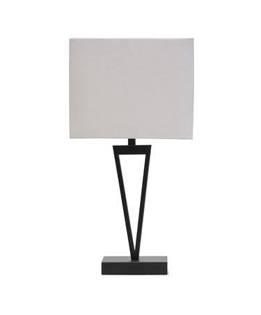 V Design Black Slimline Table Lamp with Ivory Linen Shade