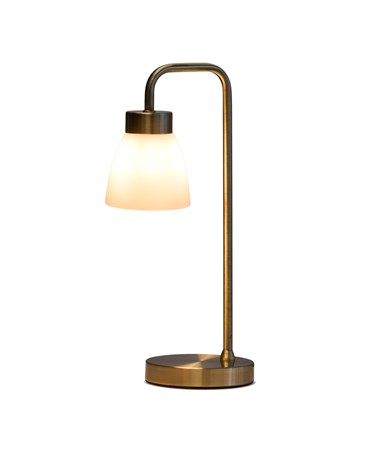 Arch Antique Brass Vintage Industrial Table Lamp with Jasmin Opal Glass Shade