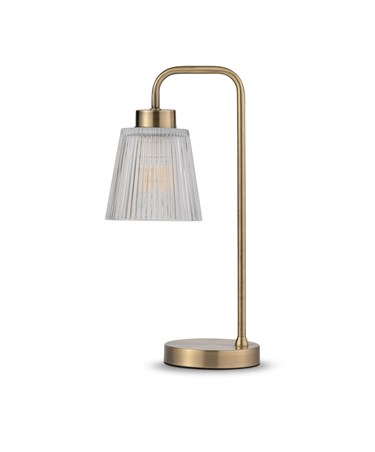 Antique Arch Table Lamp with Mandalay Ribbed Clear Glass Shade Antique Arch Table Lamp with Mandalay Ribbed Clear Glass Shade