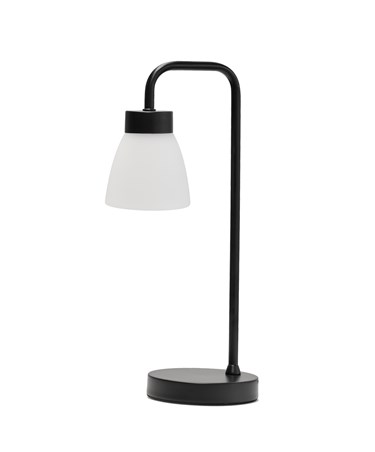 Arch Black Vintage Industrial Table Lamp with Jasmin Opal Glass Shade