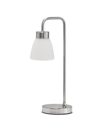 Arch Satin Silver Vintage Industrial Table Lamp with Jasmin Opal Glass Shade