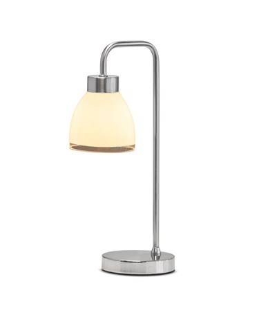 Arch Satin Silver Vintage Industrial Table Lamp with St Tropez Glass Shade